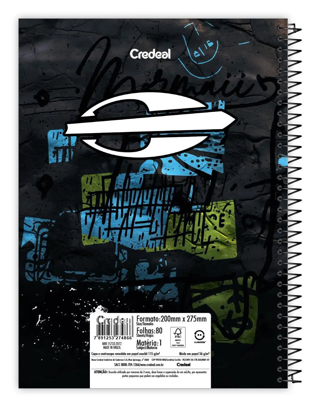 Caderno Mormaii Surfe Masculino Universitário 10 Matérias 160 Folhas | Credeal