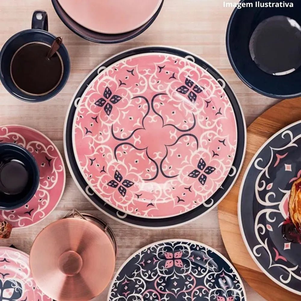 Prato Fundo 23 cm Floral Hana – Oxford | Cerâmica Arabesco Rosa