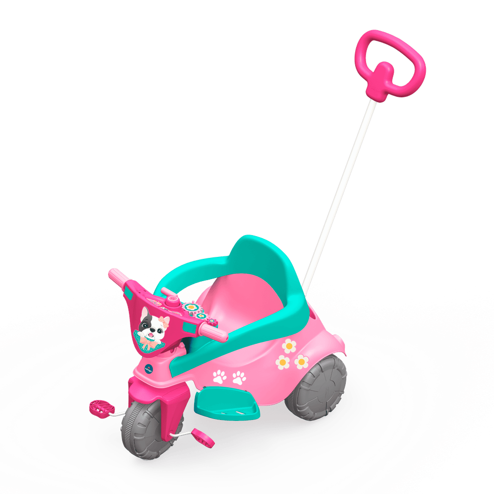 Motoca Triciclo Infantil Pink Pet 3 em 1 | Xalingo