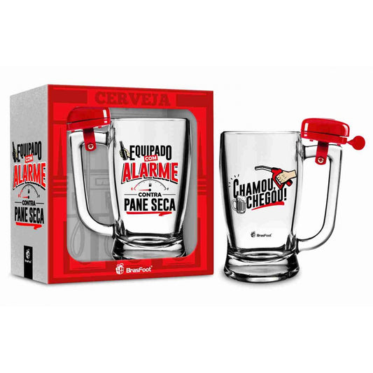 Caneca de Vidro Taberna 340 ml - Equipado com Alarme contra Pane Seca | Brasfoot Presentes