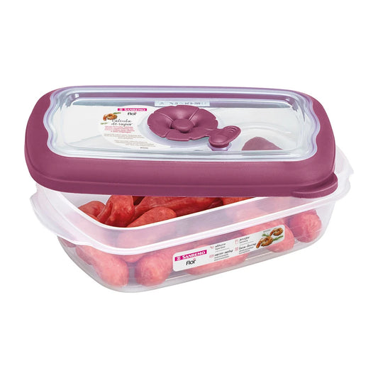 Pote Retangular Hermético Sanremo 430 ml • Linha Flor | Tampa com Vedação, Micro-ondas, Freezer, BPA Free