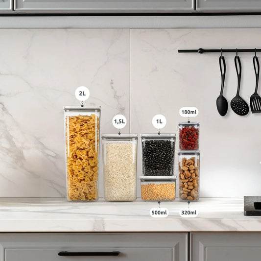 Pote Hermético Sanremo 500 ml 105 × 105 × 75 mm Tampa com vedação de silicone | Plástico PS Transparente BPA-Free