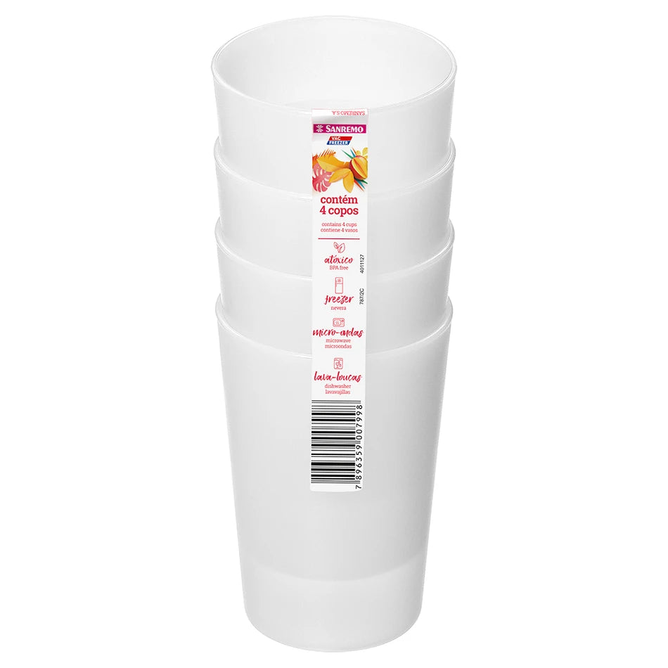 Conjunto 4 Copos Sanremo 270ml Plástico 787/2C | BPA Free
