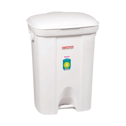 Lixeira Plástica c/ Pedal Sanremo 36L — Tampa Vedante, Alças Largas, Durável