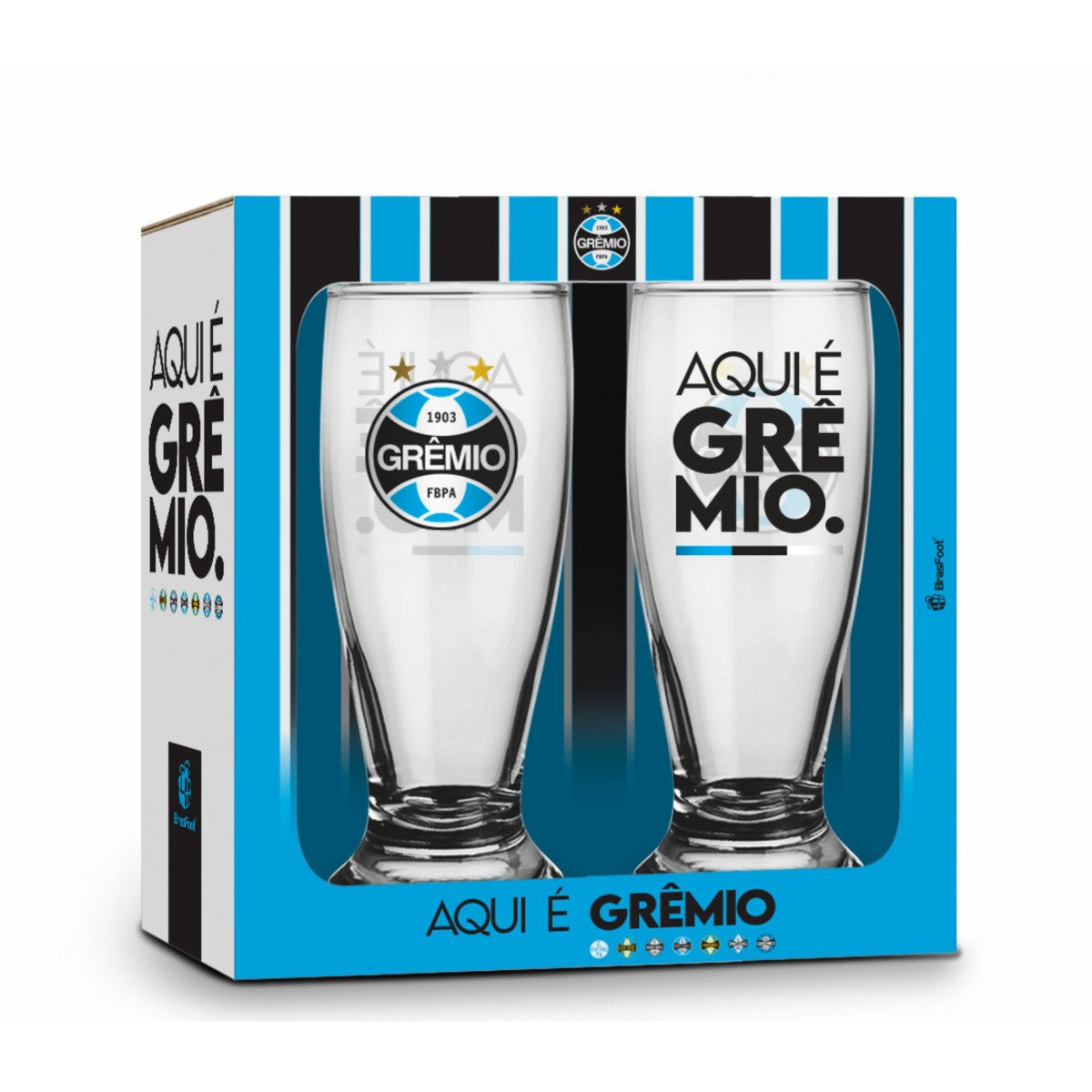 Kit 2 Copos Munich 200 ml - Aqui é Grêmio | Brasfoot Presentes