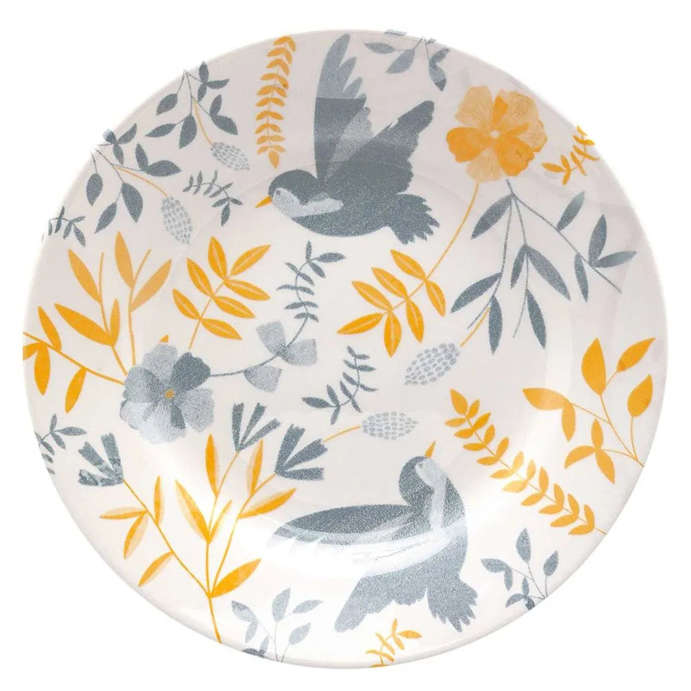 Prato Raso 26 cm Donna Bem‑Te‑Vi - Cerâmica Floral e Pássaro | Oxford