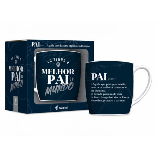 Caneca de Porcelana Urban 300ml - Eu Tenho o Melhor Pai do Mundo | Brasfoot