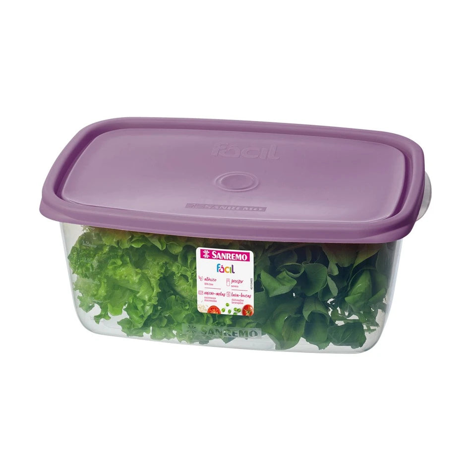 Pote Retangular 3,2L Sanremo Fácil (190/6) — Tampa Hermética, Livre de BPA — Med. 27,6×17,8×11 cm