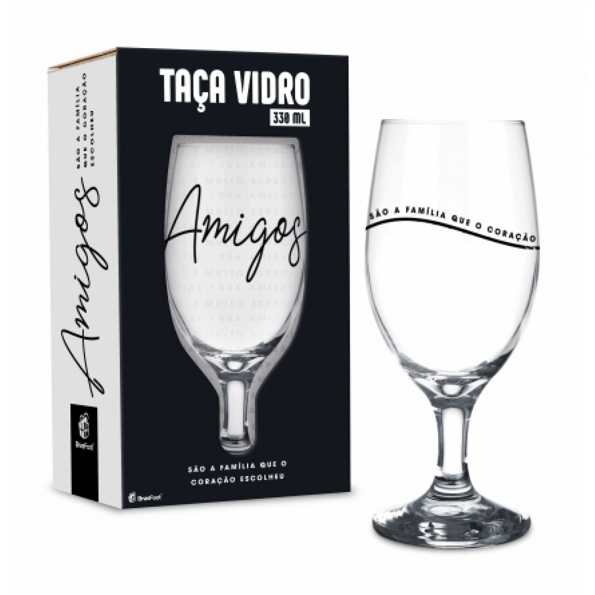 Taça Windsor 330ml - Amigos São a Família que o Coração Escolheu | Brasfoot