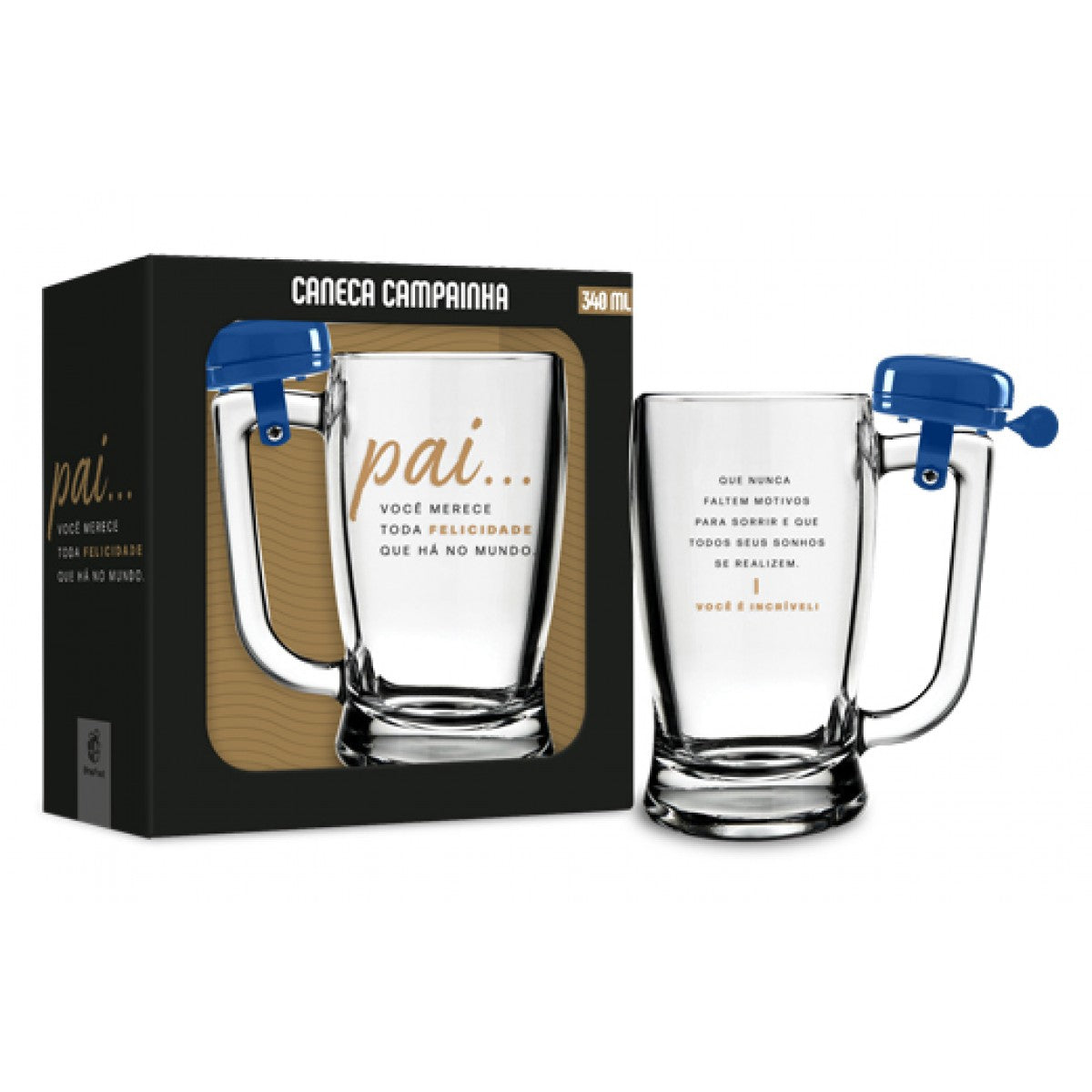 Caneca Taberna com Campainha 340ml - Pai, Você Merece Toda Felicidade do Mundo | Brasfoot