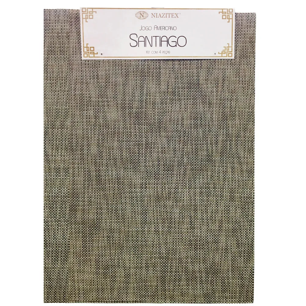 Jogo Americano Santiago 4 Peças 30×45 cm – Bege e Fendi Ramos | PVC Niazitex