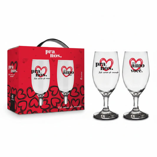 Kit 2 Taças Windsor Brasfoot 330ml – Pra Nós, Todo Amor do Mundo | Presente Romântico