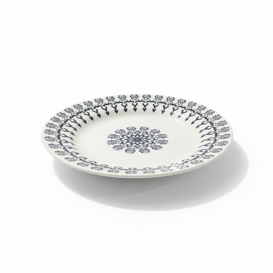 Prato Raso Folk 24cm | Cerâmica Biona Oxford | Estampa Abstrata