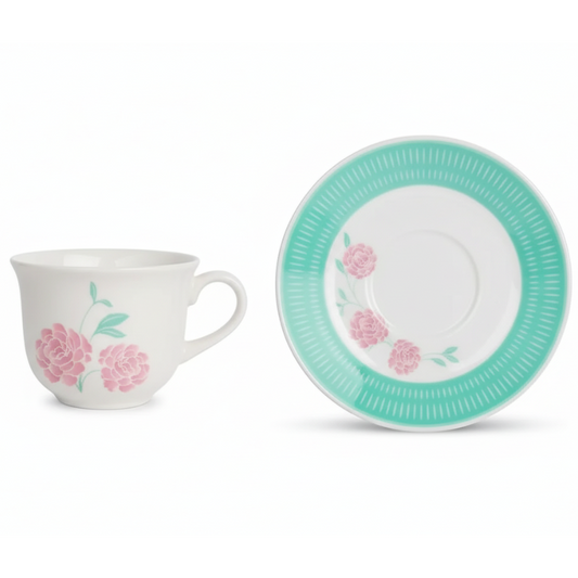 Xícara de Chá 180 ml com Pires 14 cm Biona Donna Bloom Kit Chá Oxford Porcelanas