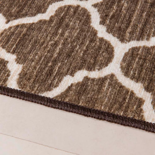 Tapete Boucle Essential 59×108 cm Antiderrapante – Abstrato Marrom/Off White | Niazitex