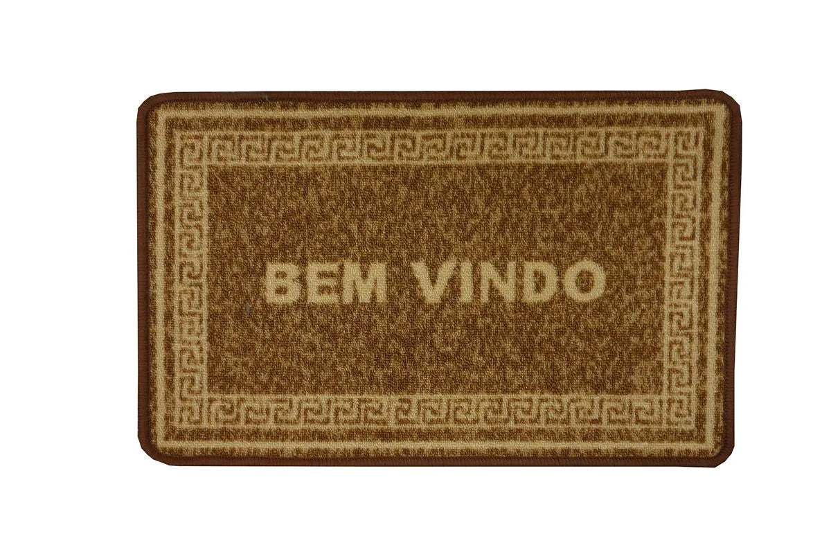 Tapete Bouclé Bem Vindo 50×80 cm – Bege Antiderrapante | Niazitex