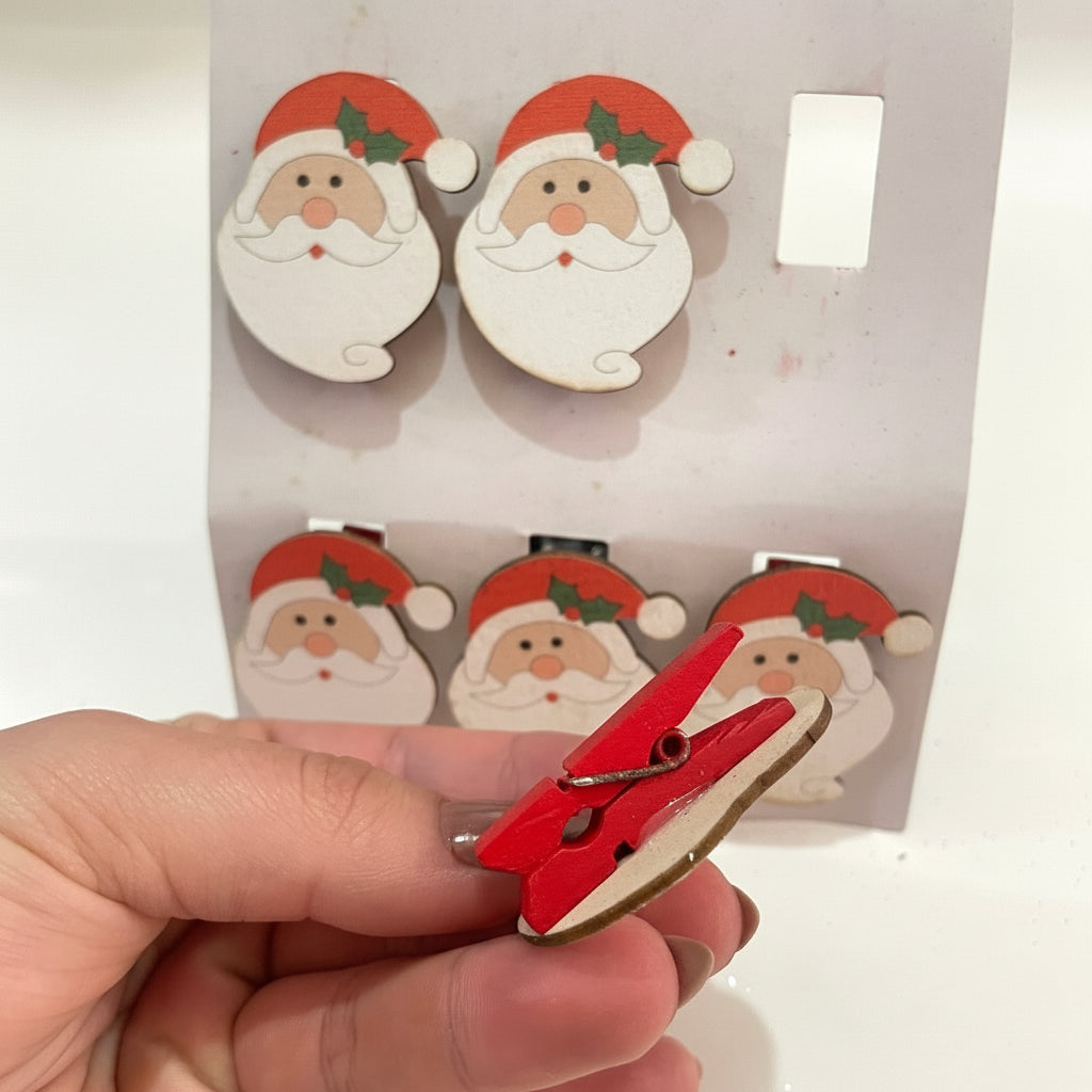 Kit 6 Prendedor Natalino Art Christmas – Conjunto Decorativo para Pendurar Cartões, Fotos ou Enfeites de Natal