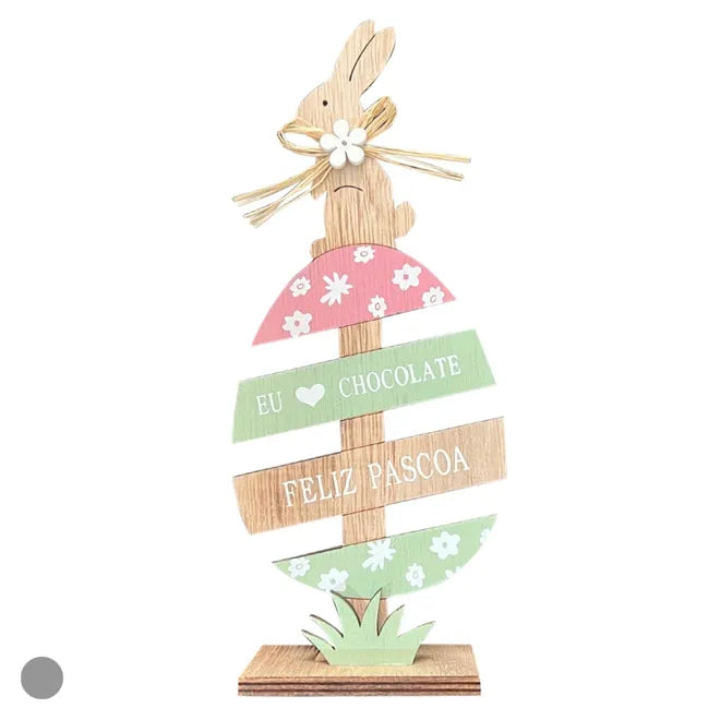 Placa Decorativa Ovo de Páscoa em MDF | Bege e Rosa | FlorArte