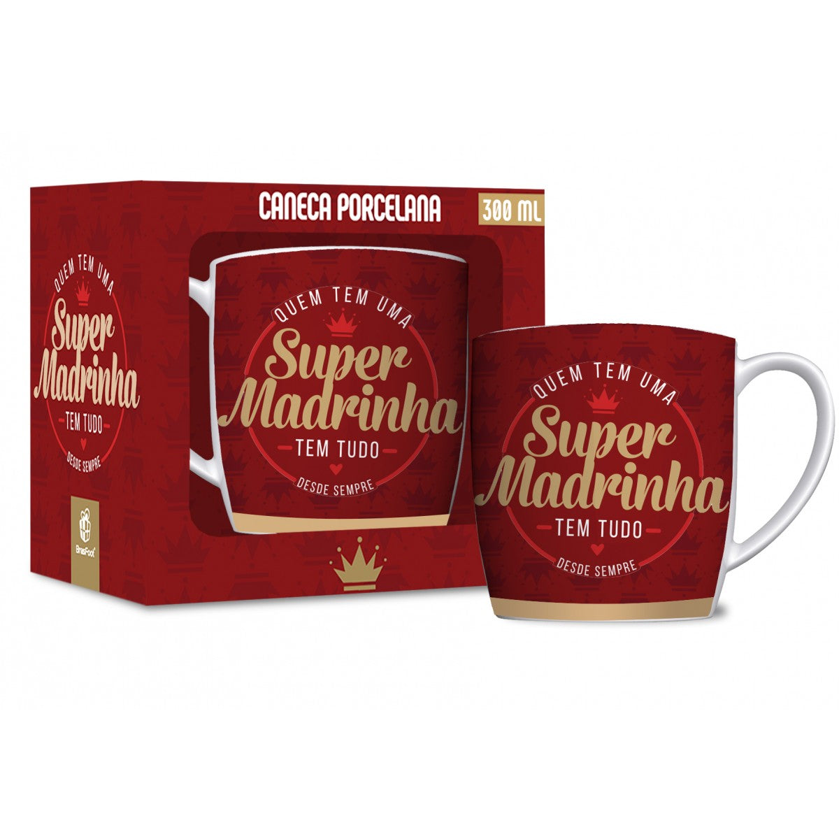 Caneca de Porcelana Urban 300ml Família - Quem tem uma Super Madrinha, tem Tudo! | Brasfoot
