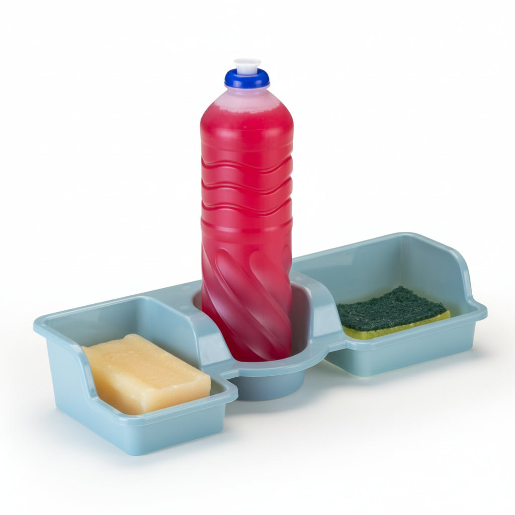 Porta Detergente Plástico Colorido – Organizador de Pia 31 × 12 × 6 cm Plásticos Rainha Ref 29