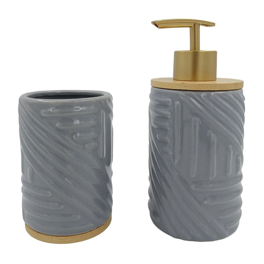 Jogo de Banheiro Duas Peças em Porcelana Amigold – Conjunto Decorativo Elegante e Funcional para Lavabo e Banheiro