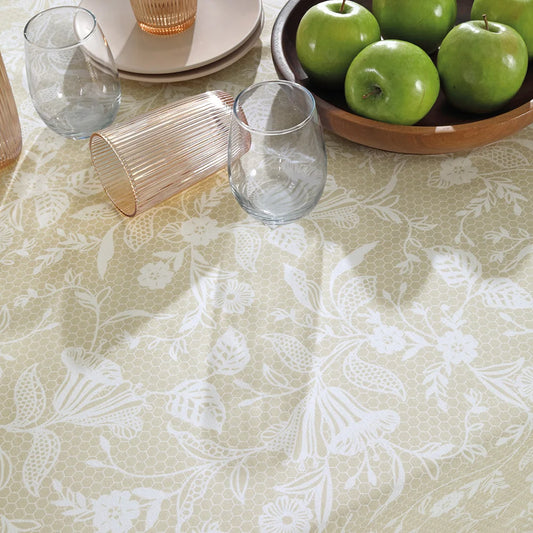 Toalha de Mesa Quadrada 4 Lugares Döhler Clean Athenas Estampa Graça 1,40 × 1,40 m – 50% Algodão / 50% Poliéster, Proteção Fácil Limpeza