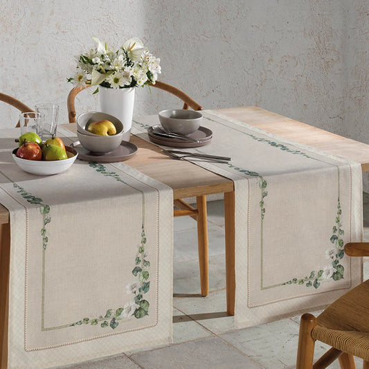Trilho de Mesa Renova Estampado Bôtanica 45 cm x 1,60 m Döhler Clean 50% Algodão 50% Poliéster