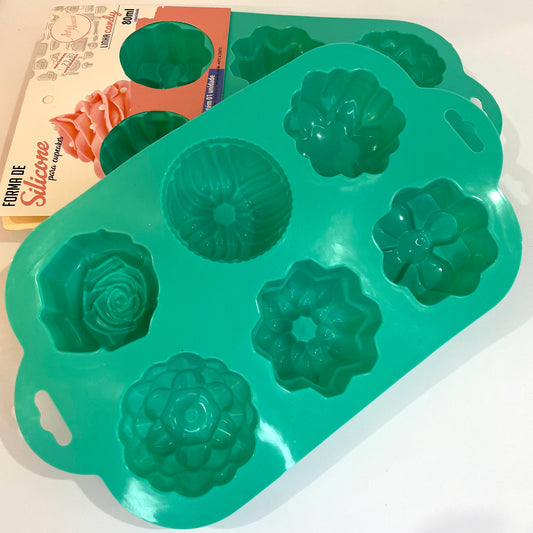 Forma de Silicone para Cupcakes 80 ml – 6 Cavidades - Linha Candy | Art House
