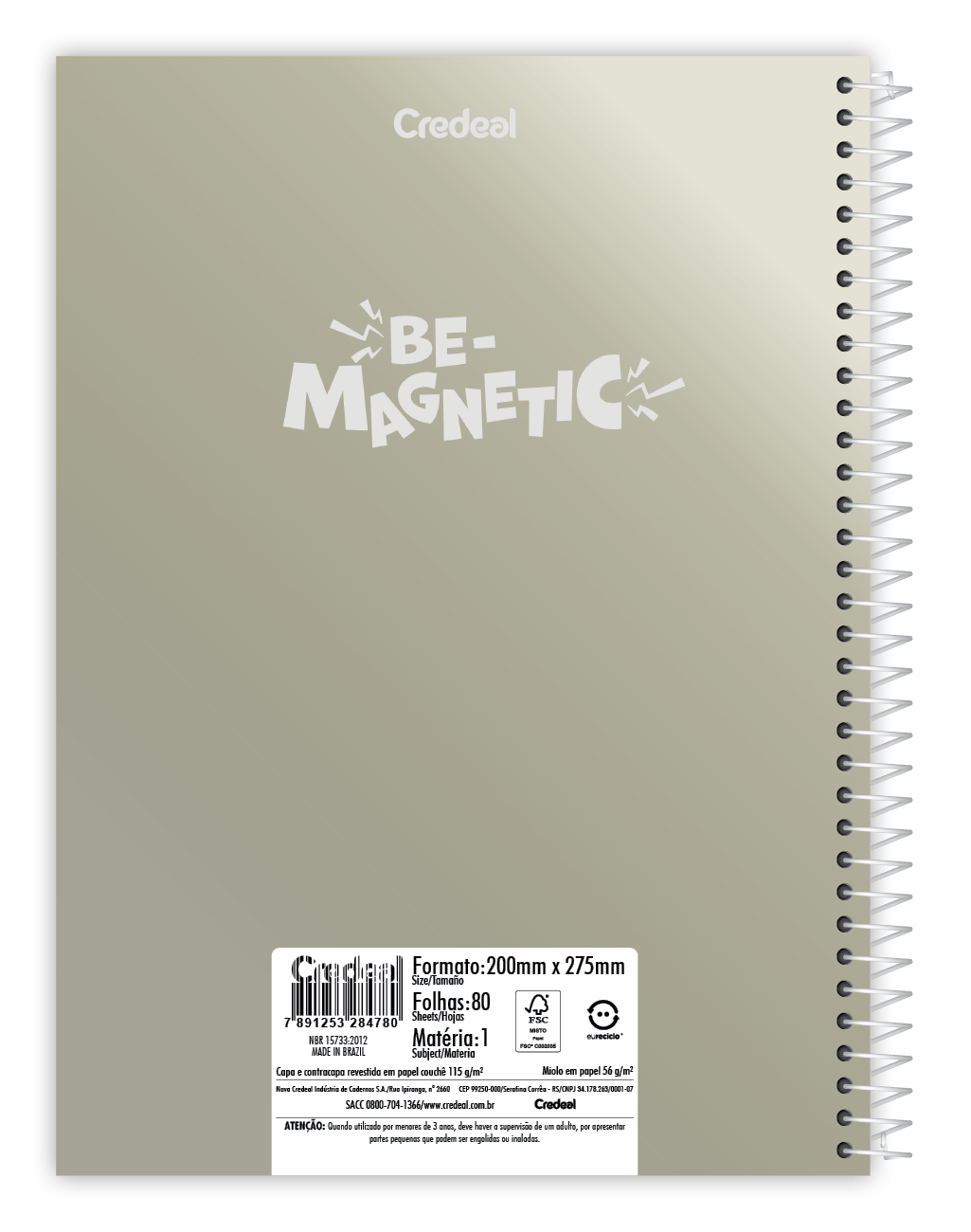 Caderno Be-Magnetic | Universitário Capa Dura 10 Matérias 160 Folhas | Credeal