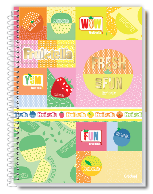 Caderno Fruit-Tella | Caderno com Cheirinho de Frutas | Universitário Capa Dura 1 Matérias 80 Folhas | Credeal