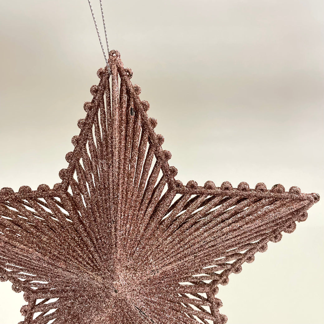 Enfeite Natal Estrela Rosê Glitter 19 cm – FlorArte Decoração de Natal