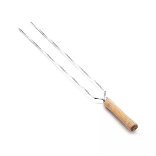 Espeto Duplo Churrasco 55 cm – Aço Cromado | Cabo Madeira | Condor
