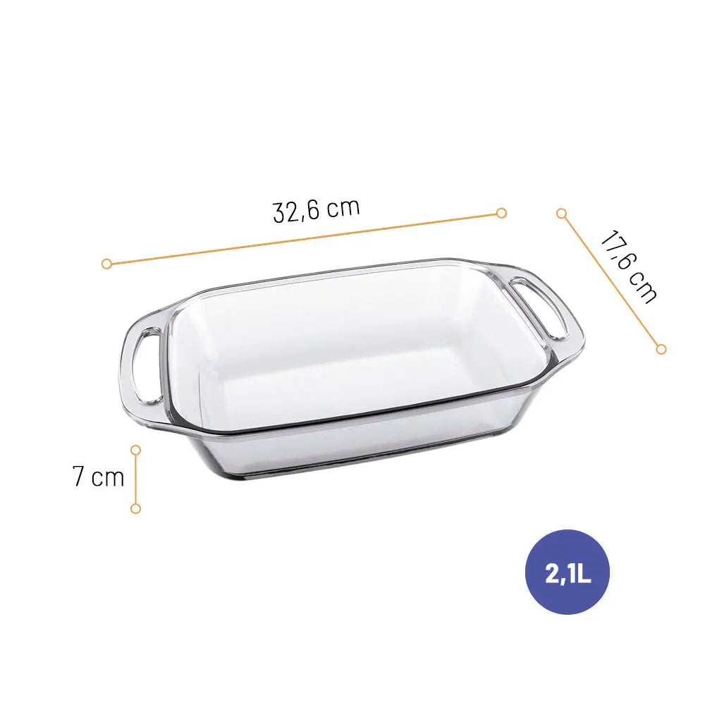 Assadeira Vidro Retangular Seletta 2,1 L Marinex – Nadir | Com Alças