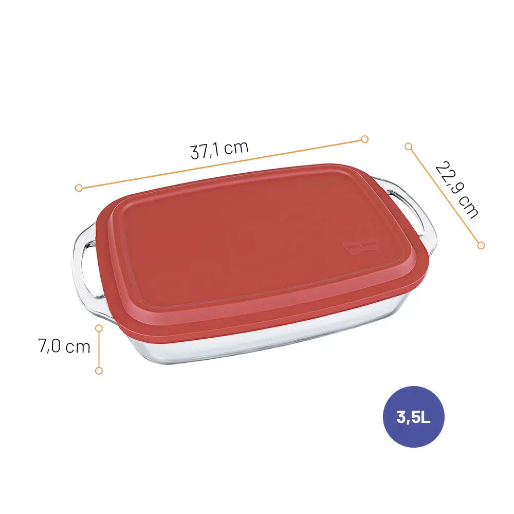 Assadeira Vidro Seletta 3,5 L com Tampa – Marinex Nadir | Forno & Micro‑ondas