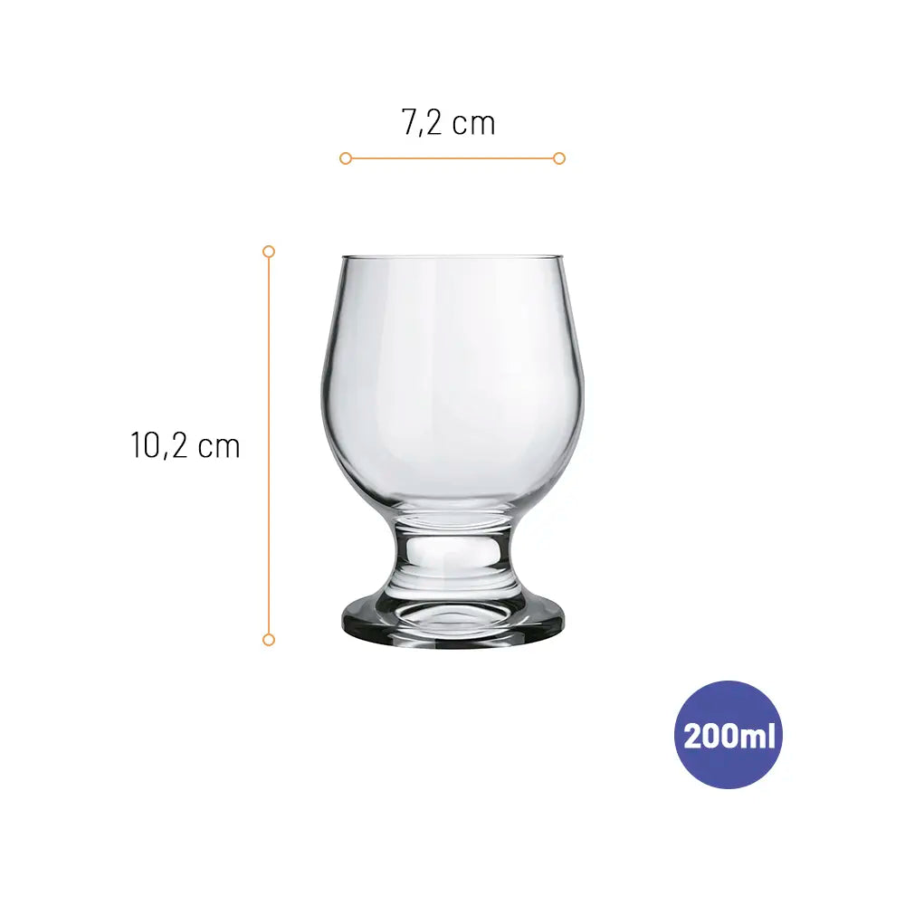 Jogo 6 Peças Taças Água Paulista 200 ml Vidro Transparente Nadir