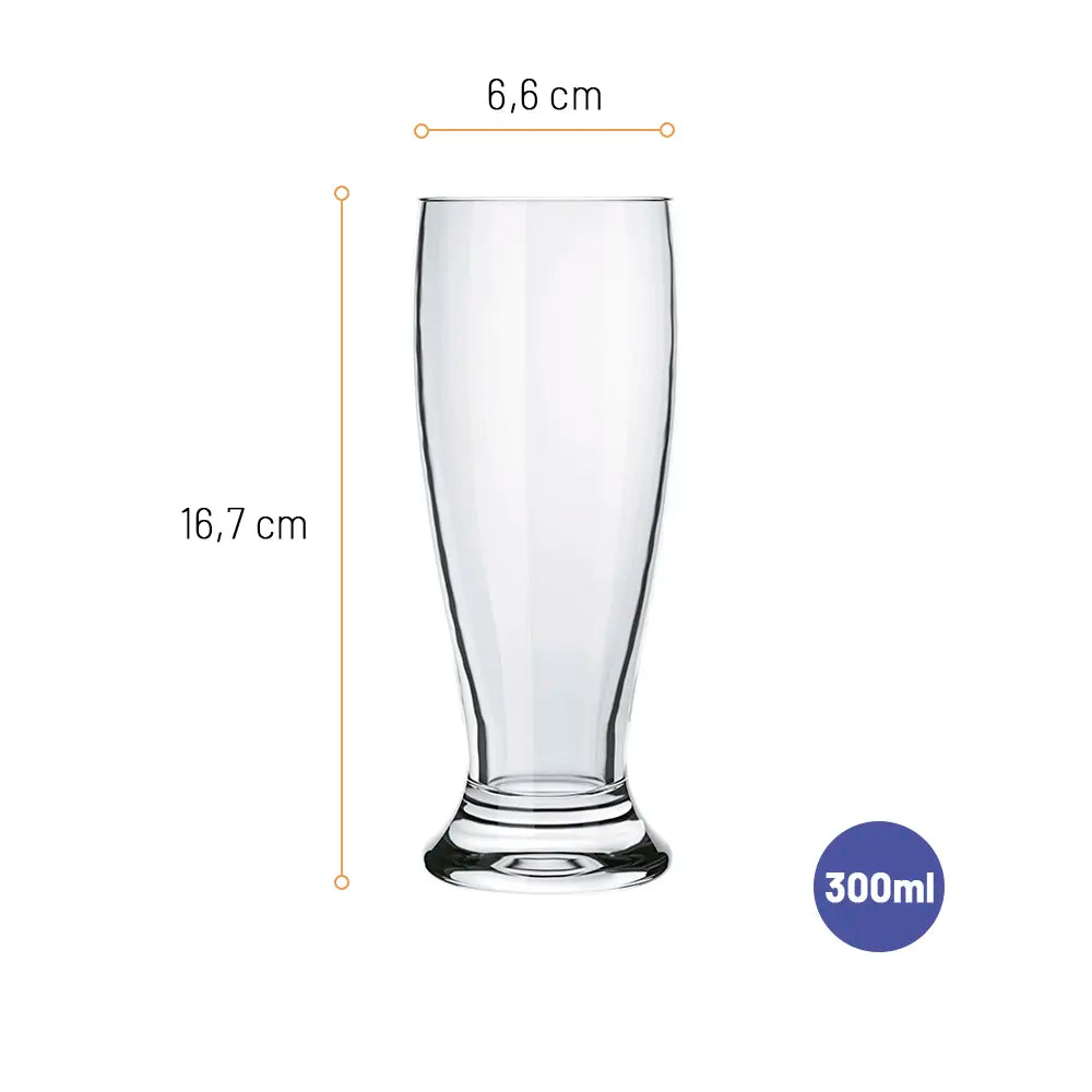 Conjunto 6 Copos de Cerveja Vidro 300 ml Nadir Munich Vidro Cristalino