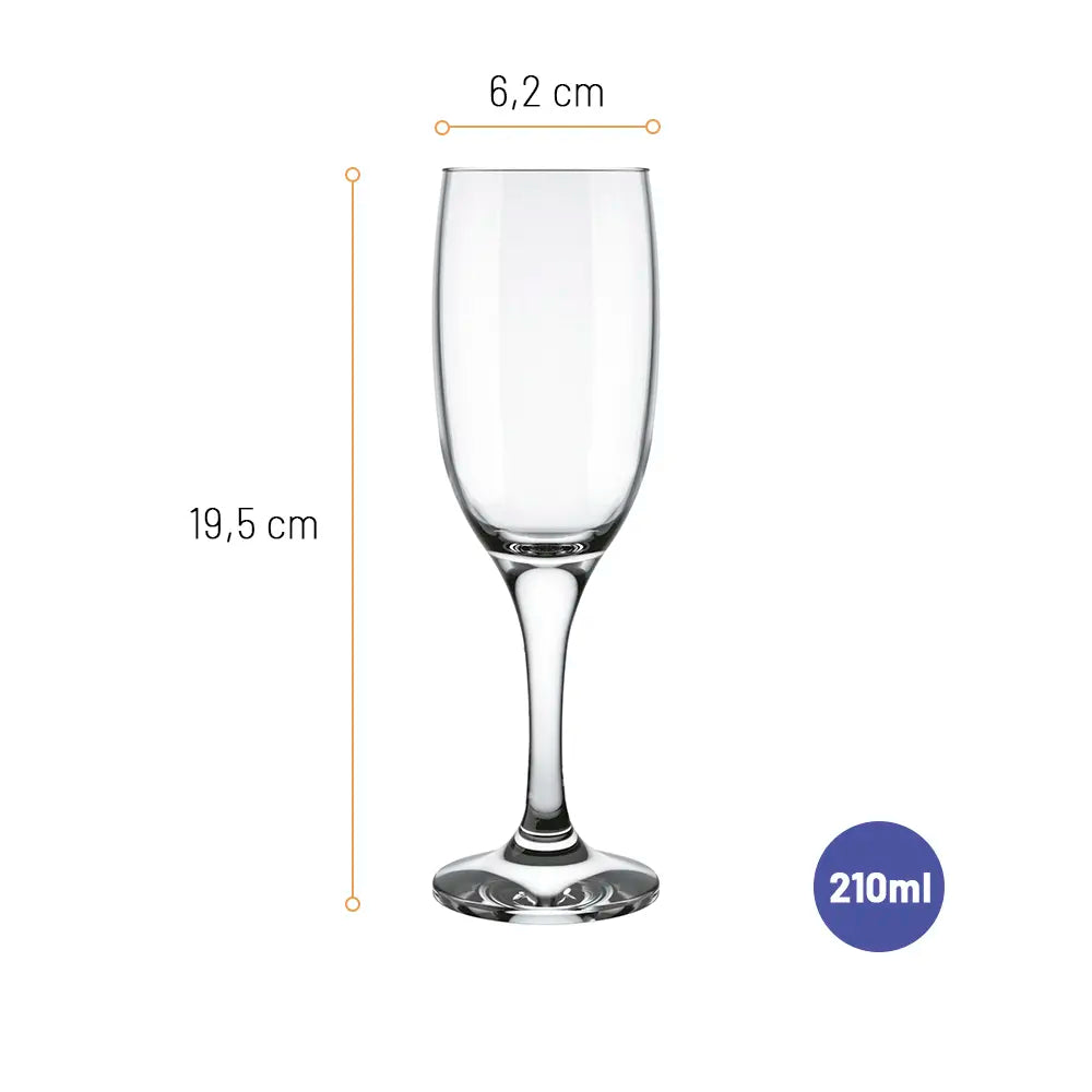 Conjunto 6 Taças Champagne 210 ml Nadir Windsor – Conjunto de Vidro Cristalino para Espumantes e Festas