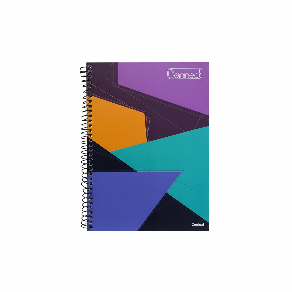 Caderno Connect Arte Abstrata Credeal 1 Matéria 80 Folhas Universitário Espiral Capa Dura