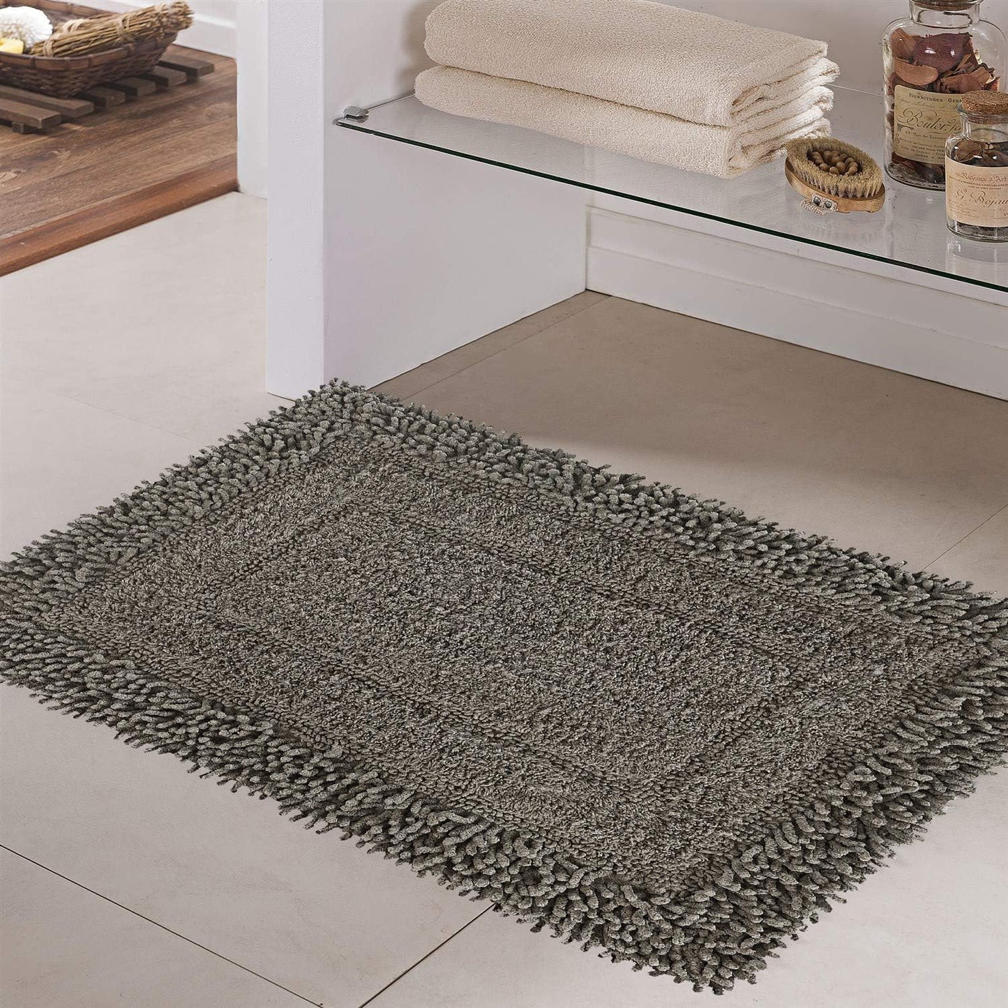 Tapete de Banheiro Los Angeles Kaki 50x70cm | 100% Algodão | NIAZITEX