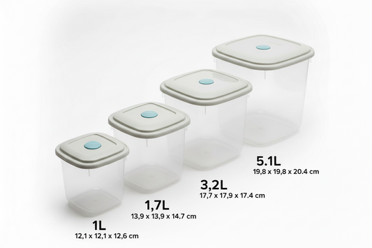 Conjunto 4 Potes Sanremo Vac Freezer SR485/2C 1L 1,7L 3,2L 5,1L BPA Free