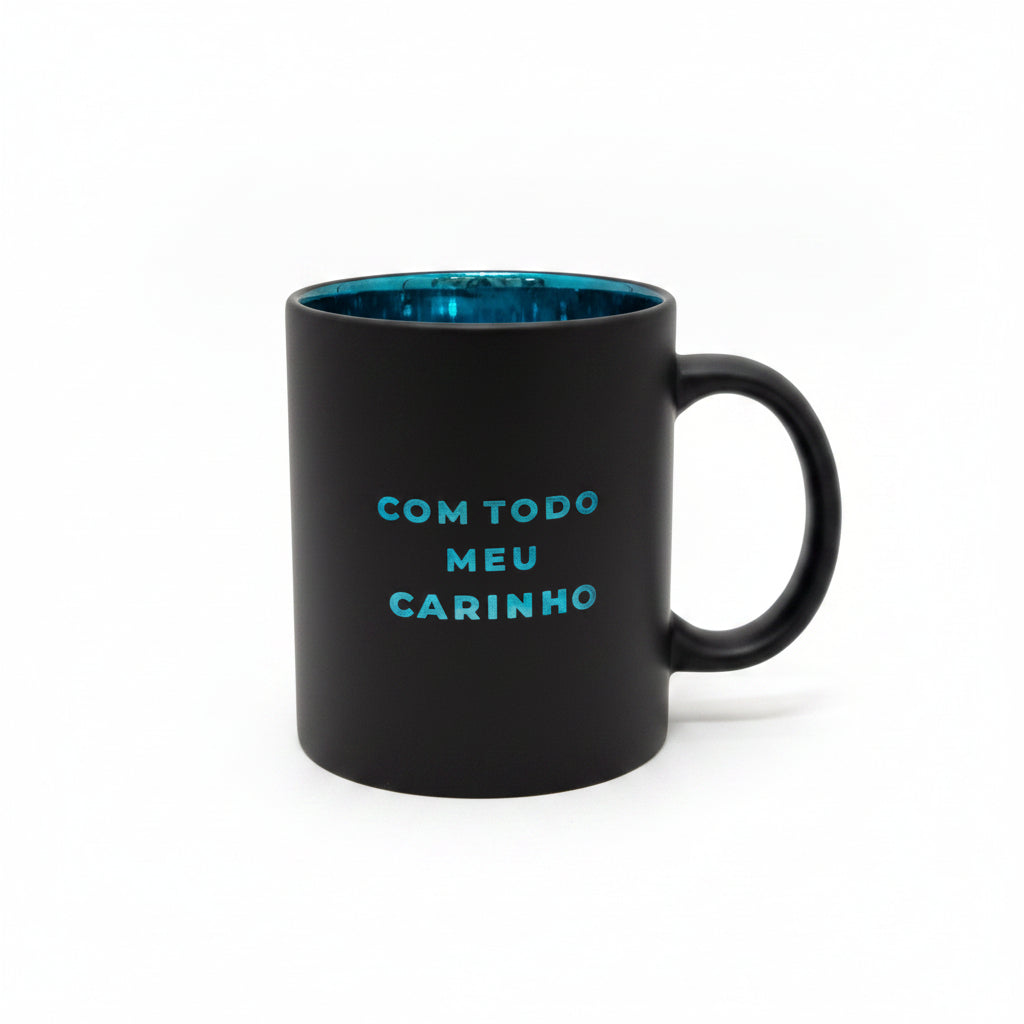 Caneca de Vidro 300ml Diamond Metalic com Lata – Presente para Mãe “Com Todo Meu Carinho” | Brasfoot