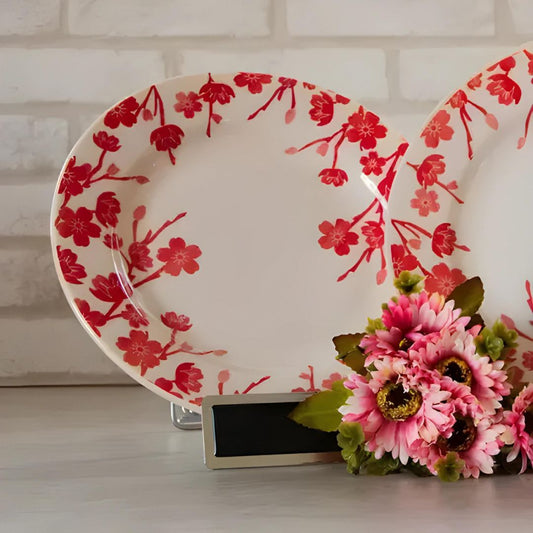 Prato Raso 24 cm Donna Jardim Oriental – Vermelho | Cerâmica Oxford Biona