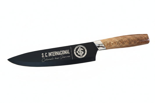 Faca Steel Premium Inter Brasfoot Aço Inox 20 cm | Cabo de Madeira Cedro | 30 cm
