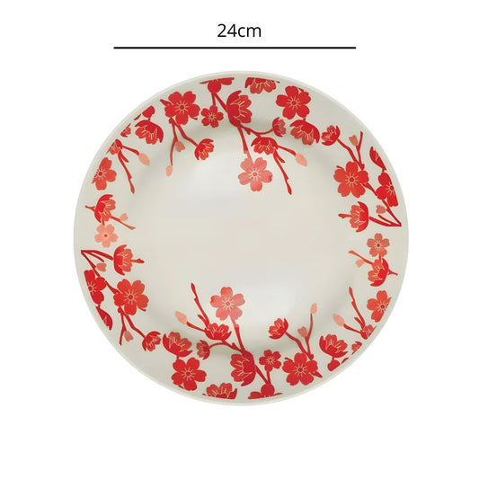 Prato Raso 24 cm Donna Jardim Oriental – Vermelho | Cerâmica Oxford Biona