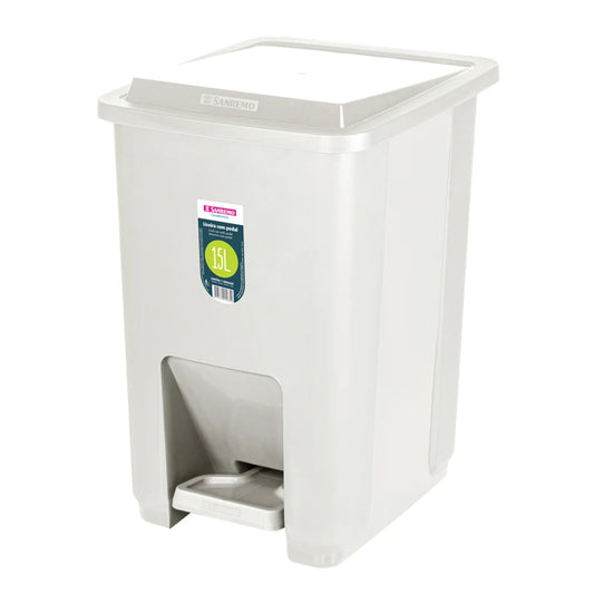 Lixeira Quadrada 15L Sanremo SR2215 – Pedal Reforçado, Plástico