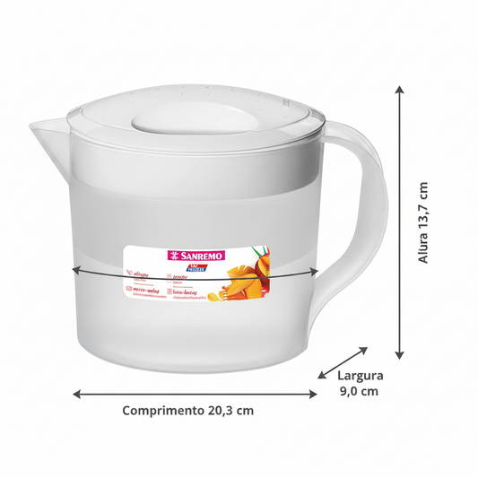 Jarra Plástica Sanremo Vac Freezer 1,27 L — Oval | Livre de BPA | Freezer/Micro-ondas