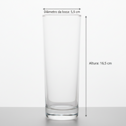 Conjunto 6 Copos Long Drink Tubo Cylinder 300ml Vidro Nadir