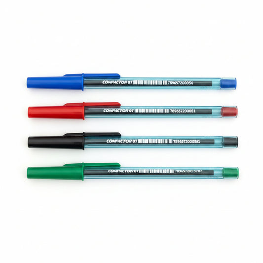 Caneta Esferográfica Compactor 07 Ponta Fina 0.7mm – Escrita Macia e Precisa