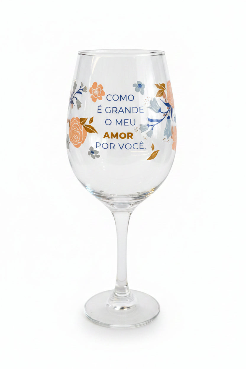 Taça de Vinho 385ml Vidro - Para Minha Mãe com Carinho | Brasfoot