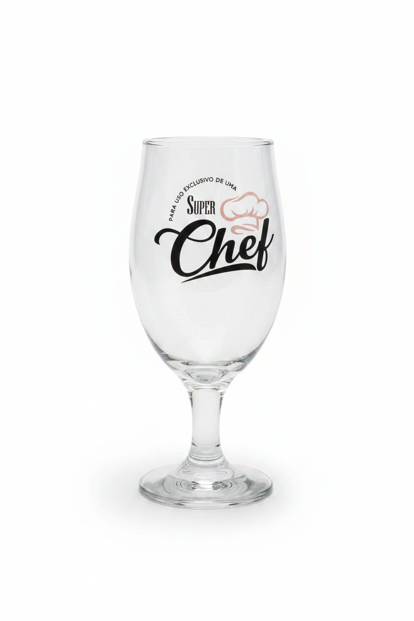 Kit Taça + Avental Super Chef Rosa Brasfoot 330ml | Presente Criativo para Cozinhar e Churrasco
